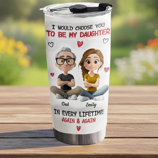 Insulated Travel Tumbler with Father & Daughter Illustration, A Heartwarming Gift for Everyday Use