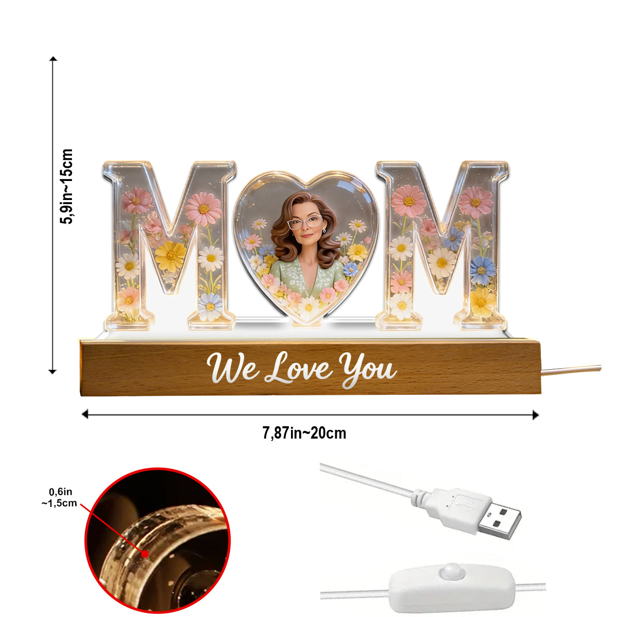 Custom Any Photo, Best Gift For Mom - Personalized Mother Shaped Led Night Light