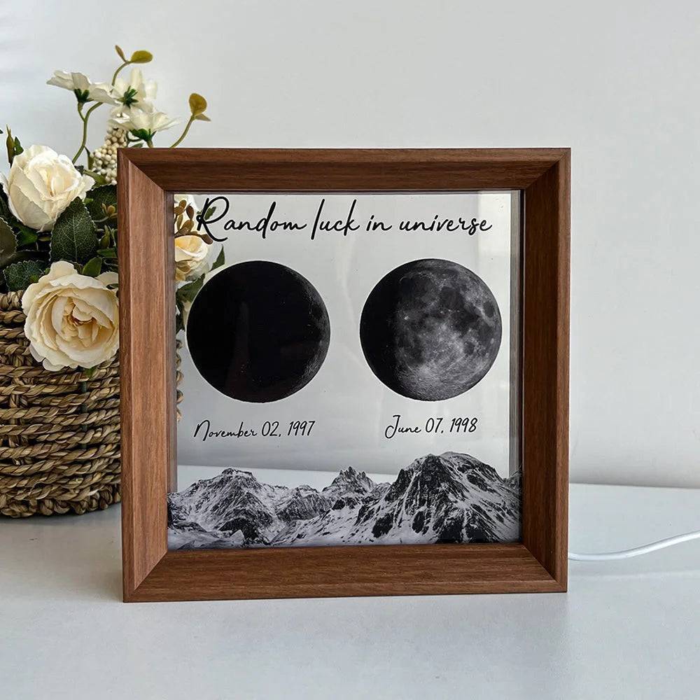 Starry Love - Customized Moon Phases LED Light Frame - A Romantic Universe-Inspired Gift for Anniversaries & Valentine's
