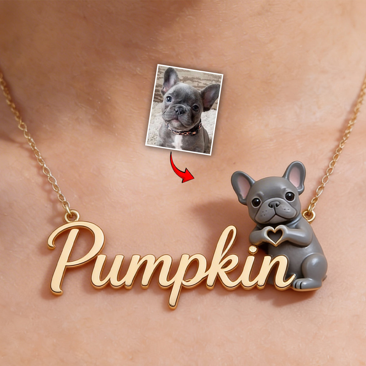 Custom Any Photo - Personalized Dog Shaped Metal Pendant Necklace