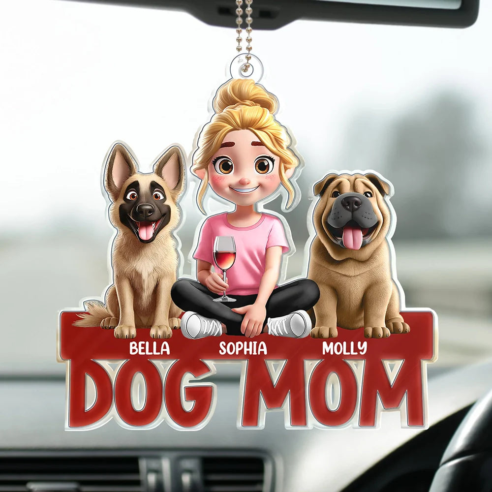 Personalized Dog Mom Acrylic Keychain - Custom Gift for Dog Lovers