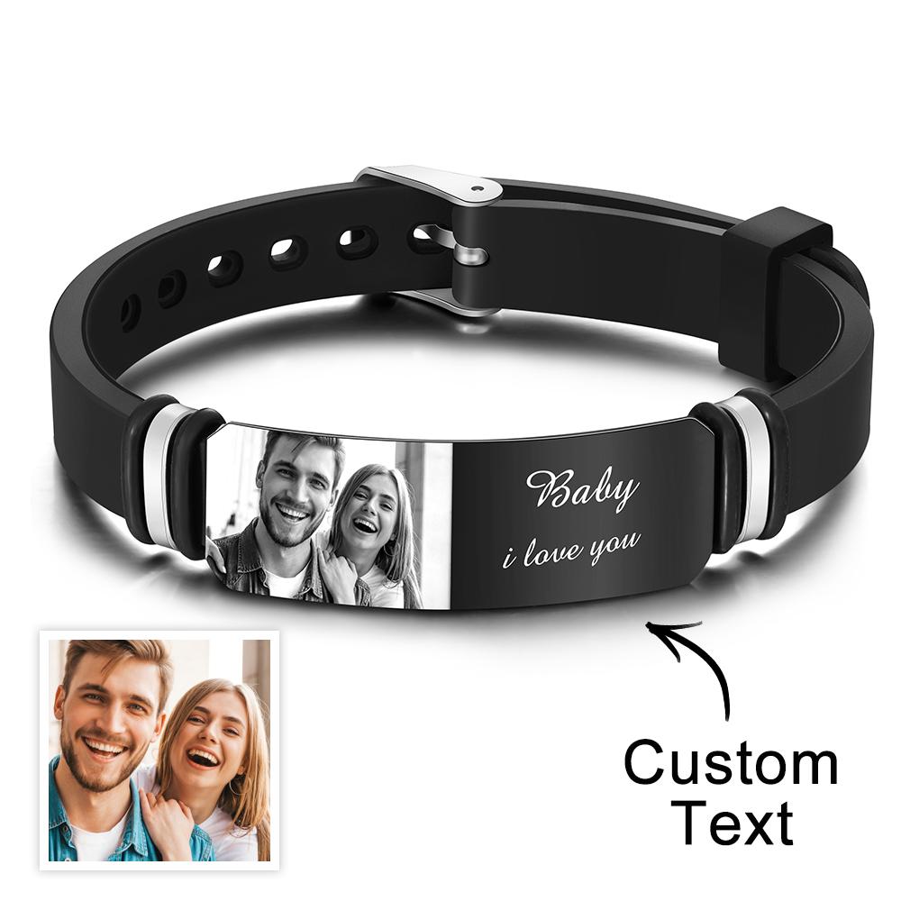Any Photo And Message - Personalized Photo Engraved Bracelet