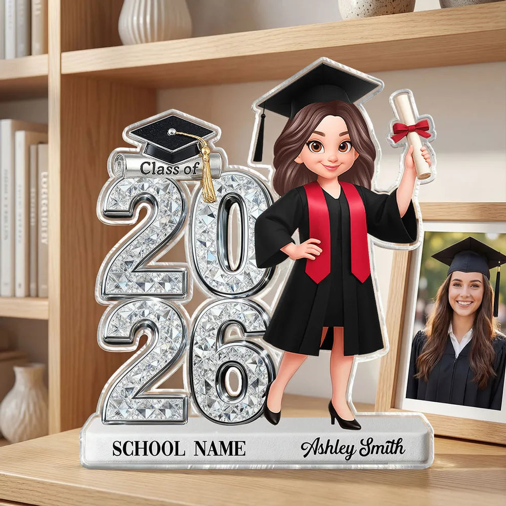 Shaped Acrylic Block Plaque Personalized Graduation Keepsake With Cap and Diploma - A Meaningful Gift for Your Grad