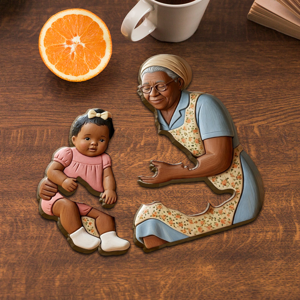 Custom Family Puzzle Piece - Personalized Grandma Shaped Wooden Puzzle