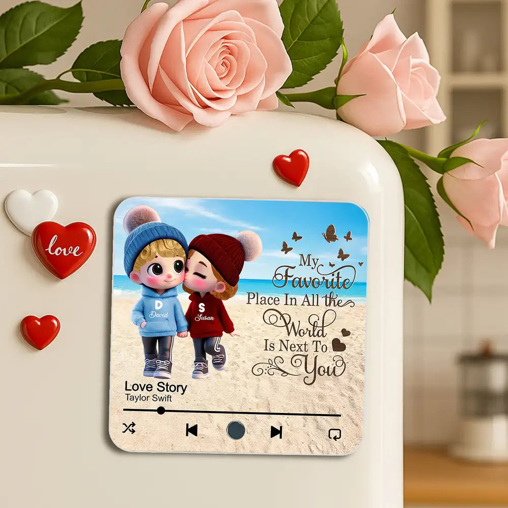 My Favorite Place Is Next to You – Custom Acrylic Music Magnet Gift for Couples