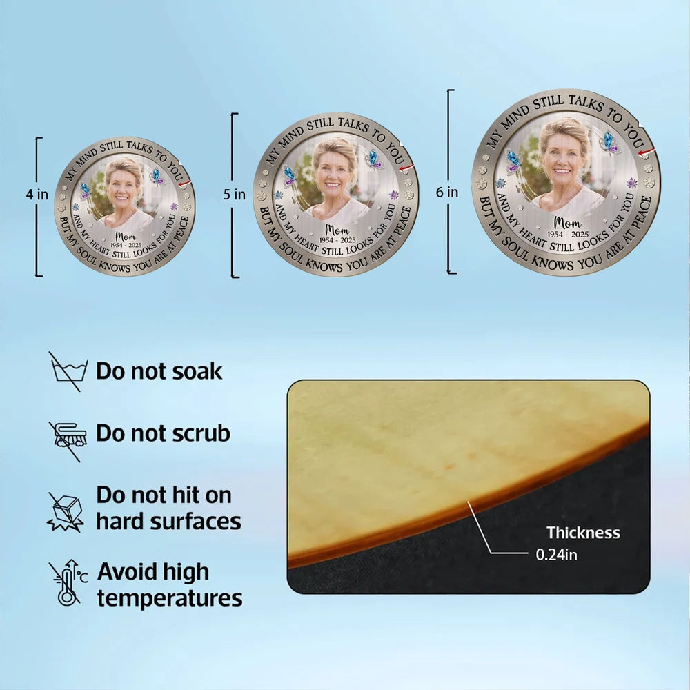 Personalized Car Visor Clip With Photo, My Mind Still Talks To You Memorial Gift For Mom