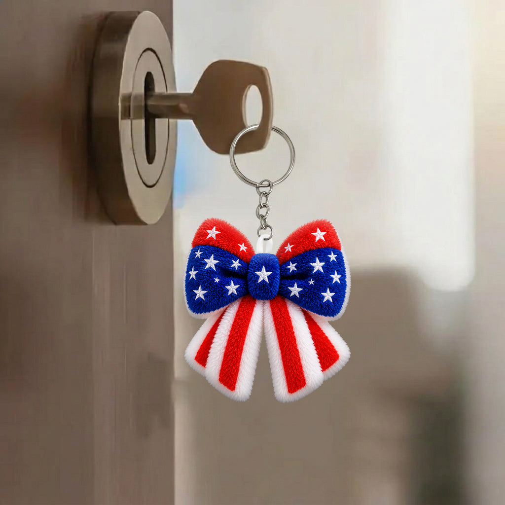America's 250th Bow - Personalized Independence Day/ 4th of July Rhinestone Tumbler With Plush Charm