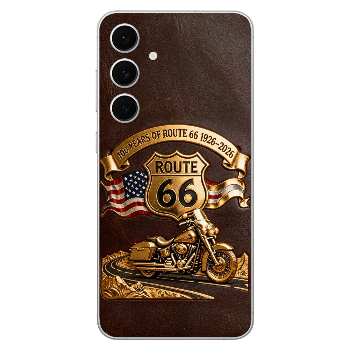 100 Years Of Route Personalized Gifts For Bikers - Personalized Biker 3D Embossed Leather Phone Case