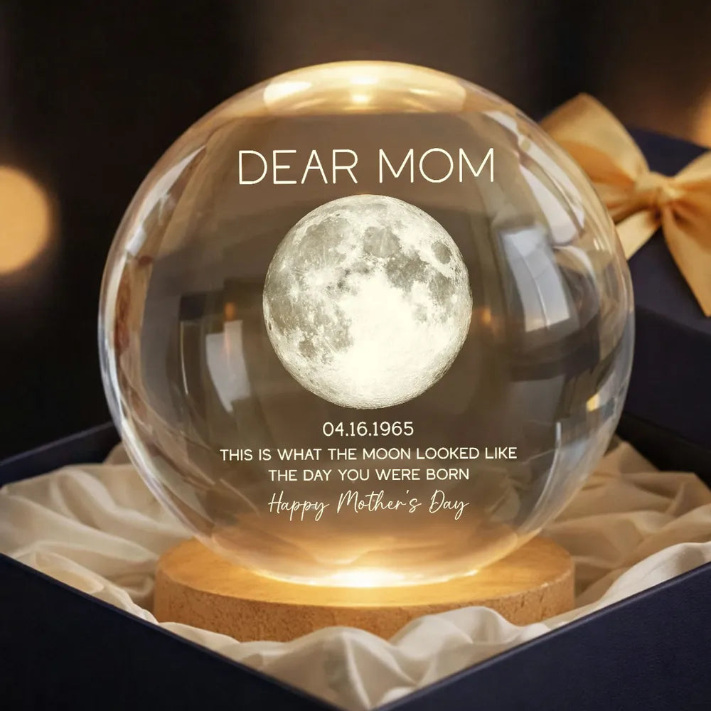 Personalized Moon Phase Globe Lamp Dear Mom Night Light for Bedroom Decor - Unique Mother's Day Gift