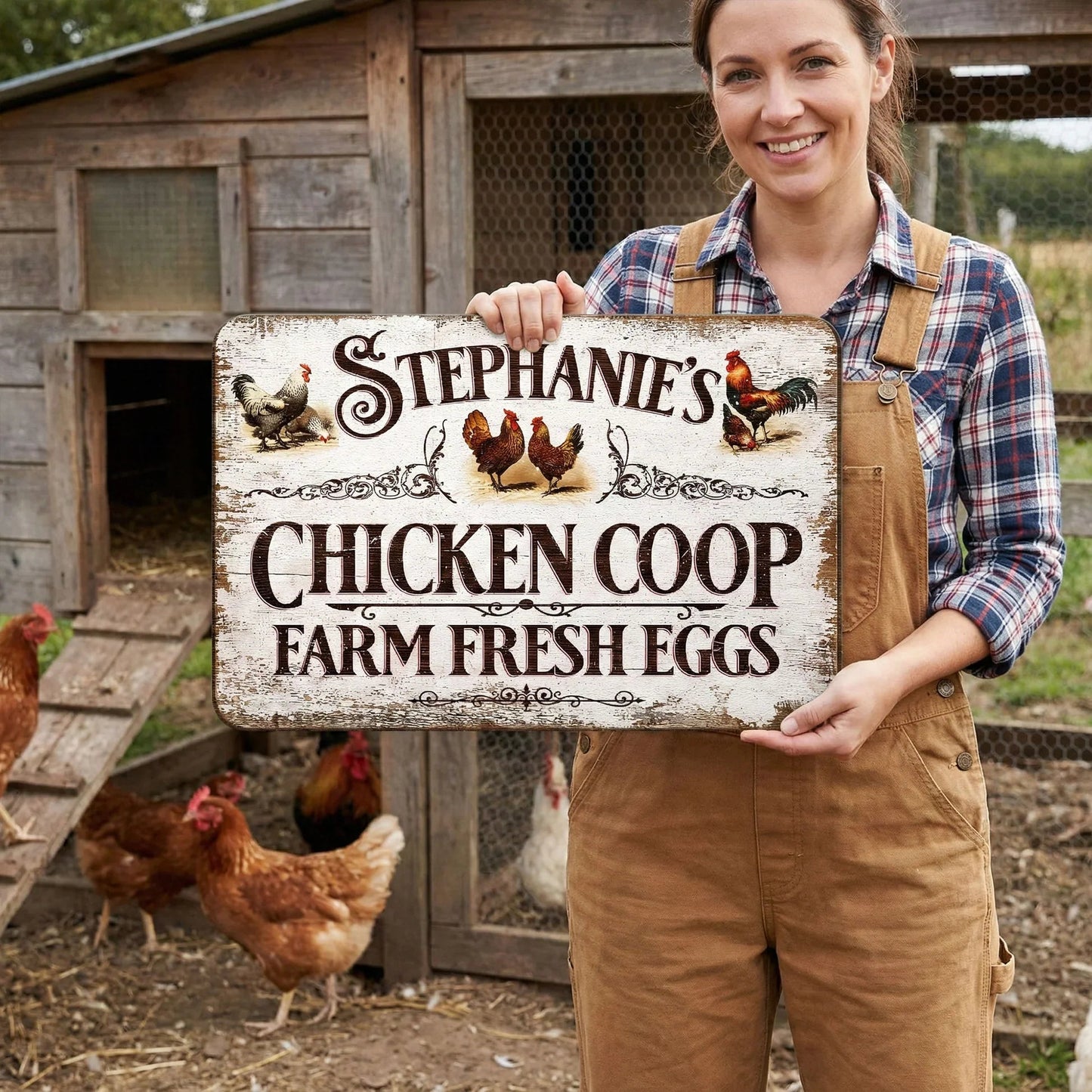 Custom Farm Fresh Eggs Chicken Coop Wooden Sign Vintage Style Kitchen Decor Sweet Conversation Starter Gift for Home Decor Lovers