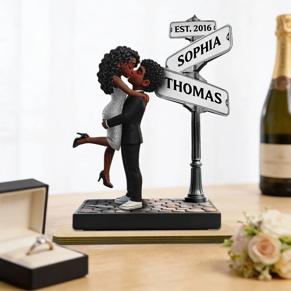 Eternal Love Personalized 2-Layer Wooden Plaque With Hugging Kissing Couple, Sweet Keepsake Gift For Him or Her