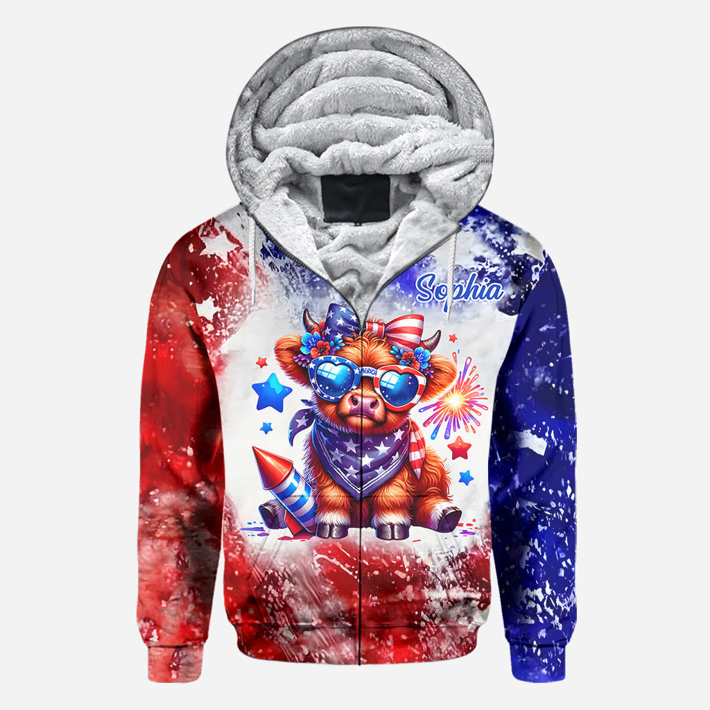 July 4th Highland Cow - Personalized Highland Cow All Over Shirt