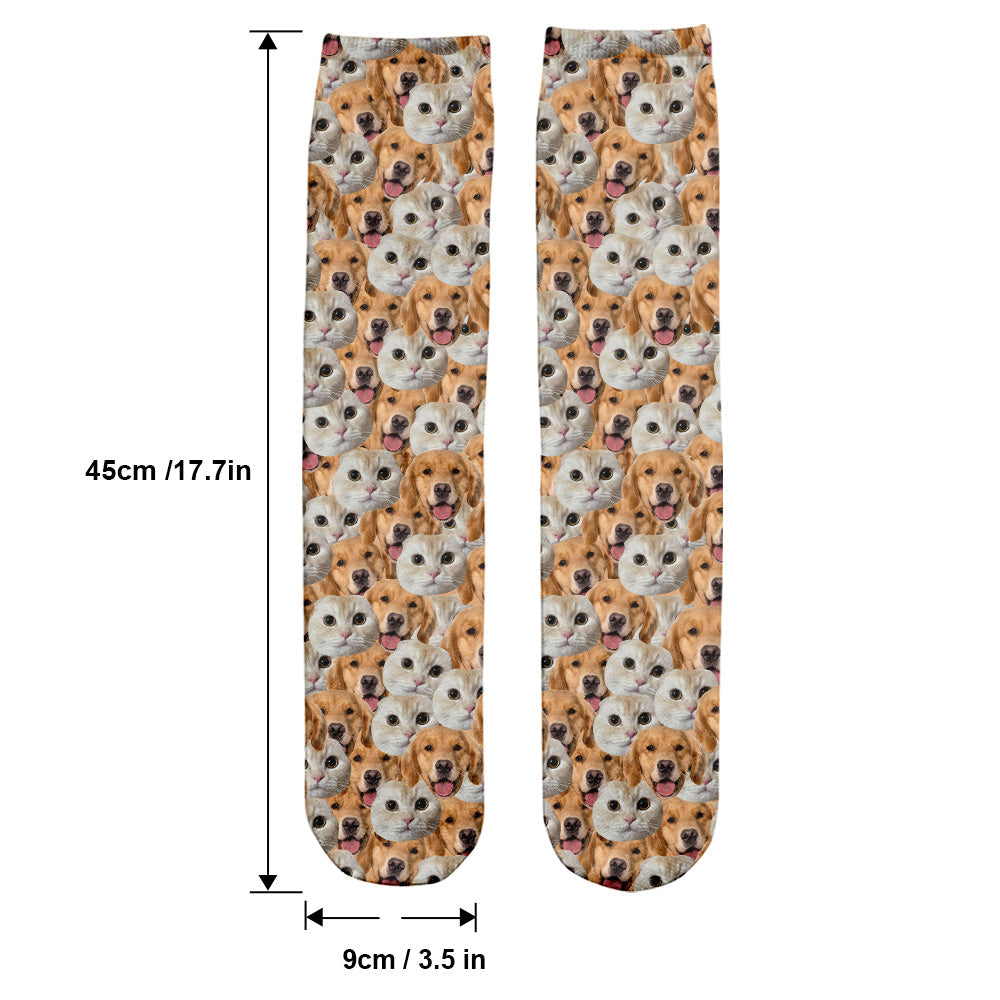 Customizable Printed Face Socks - Personalized Dog Socks