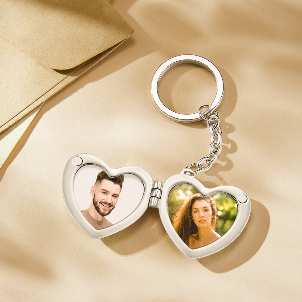 Heart Gift Locket - Personalized Couple Photo Hear Locket Keychain