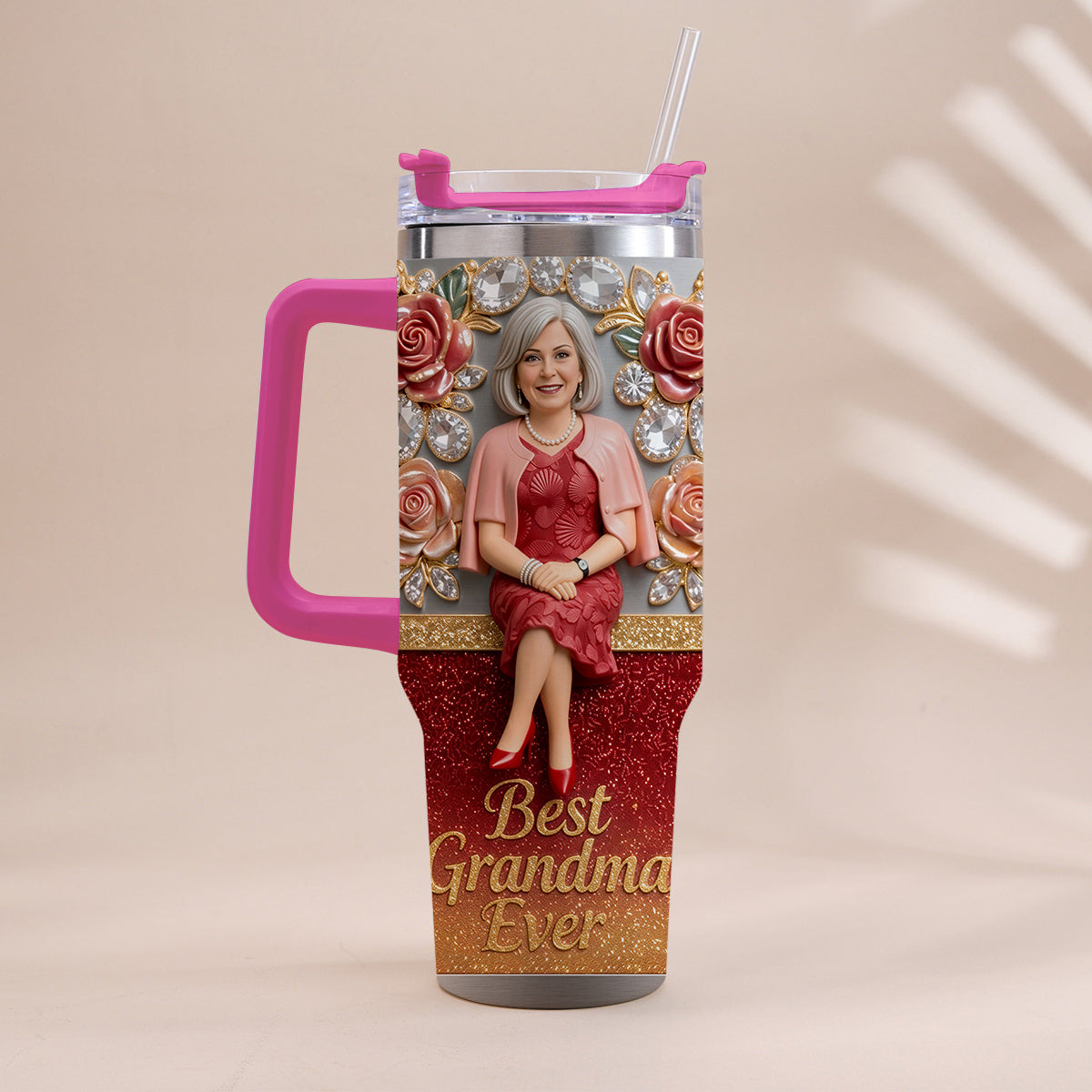 Best Grandma Ever, Perfect For Mom, Nana - Personalized Grandma Tumbler With Handle