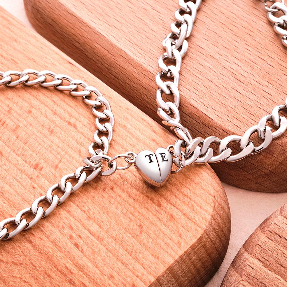 Any Name - Personalized Couple Engraved Magnetic Bracelet