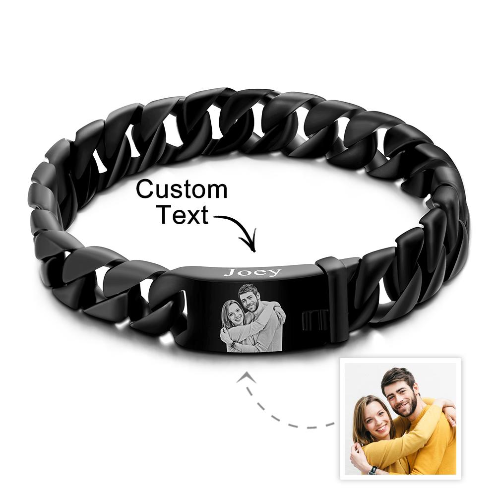 Any Photo - Personalized Photo Engraved Thick Chain Bracelet