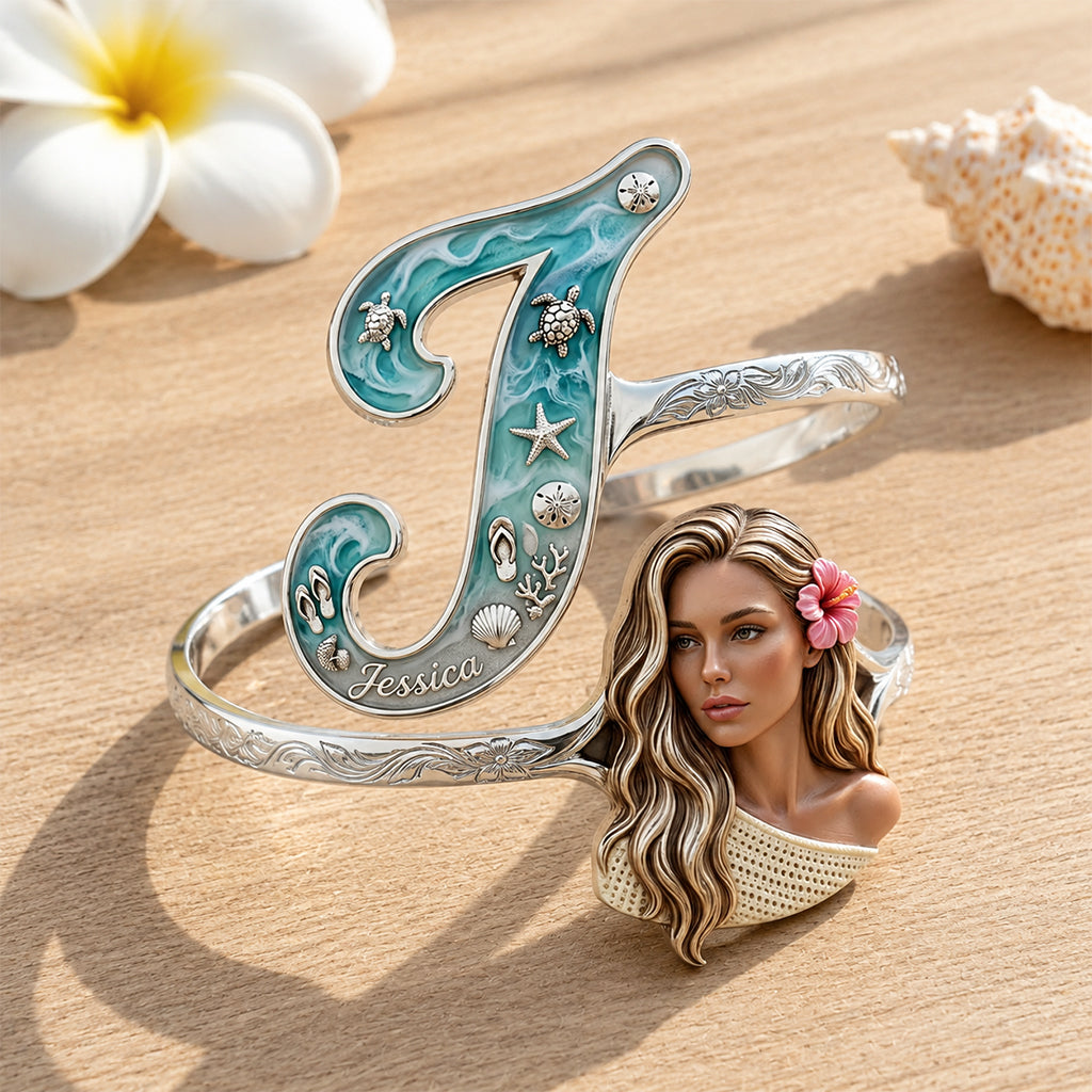Beach Trip Accessories - Personalized Sea Lover Shaped Cuff Bracelet