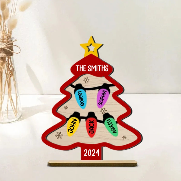Personalized Christmas Tree Ornament Plaque - Custom Family Names Holiday Decor Gift for 2024
