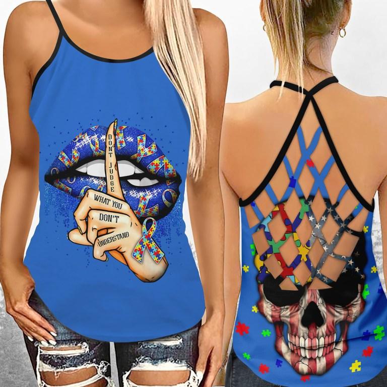 Autism Don’t Jugde What You Don’t Understand - Autism Awareness Cross Tank Top 0921