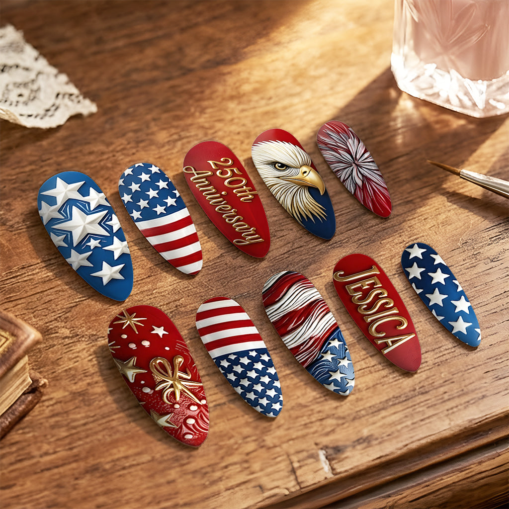 250th Anniversary Of United States - Personalized Patriot Press On Nails