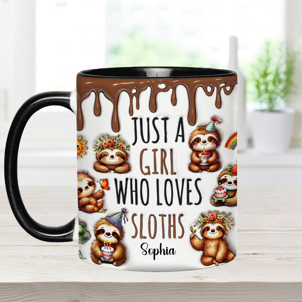 Just A Girl Who Loves Sloths - Personalized Sloth Accent Mug