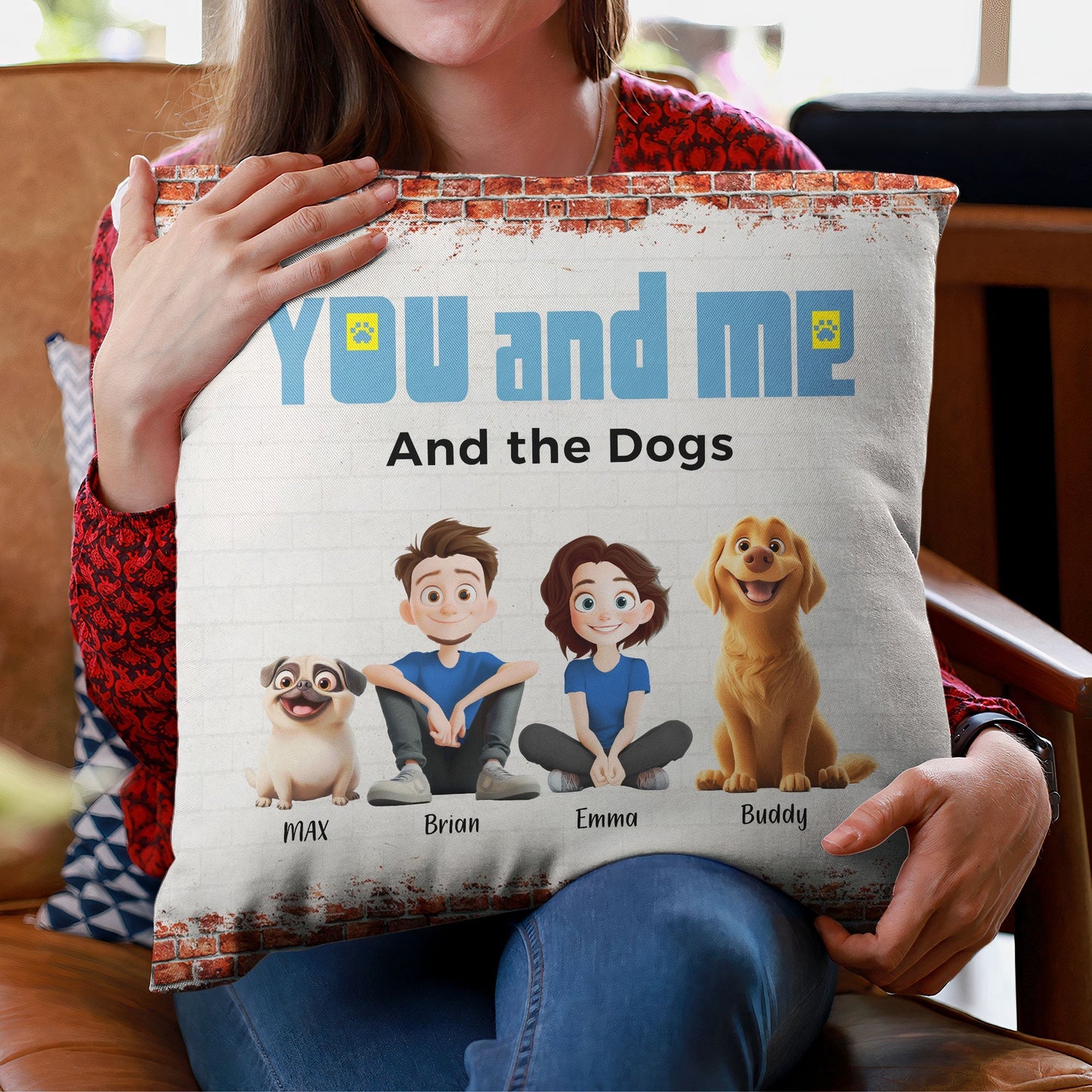 Custom Pet Family Square Pillow – Perfect Dog Lovers Gift