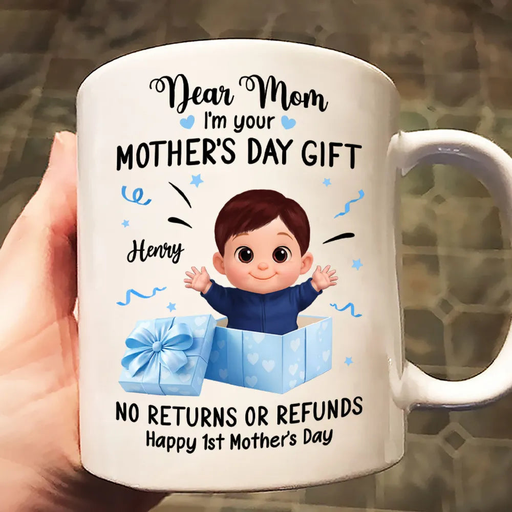 Personalized Ceramic Mug, Dear Mom I'm Your Mother's Day Gift Cute Baby in Gift Box, Unique Funny Gift for Mom