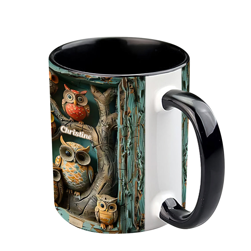 Just A Girl Who Loves Owls - Personalized Owl Accent Mug