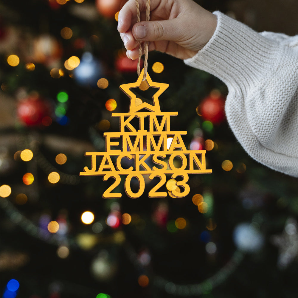 Any Name Christmas Tree - Personalized Family Any Name Christmas Tree Ornament