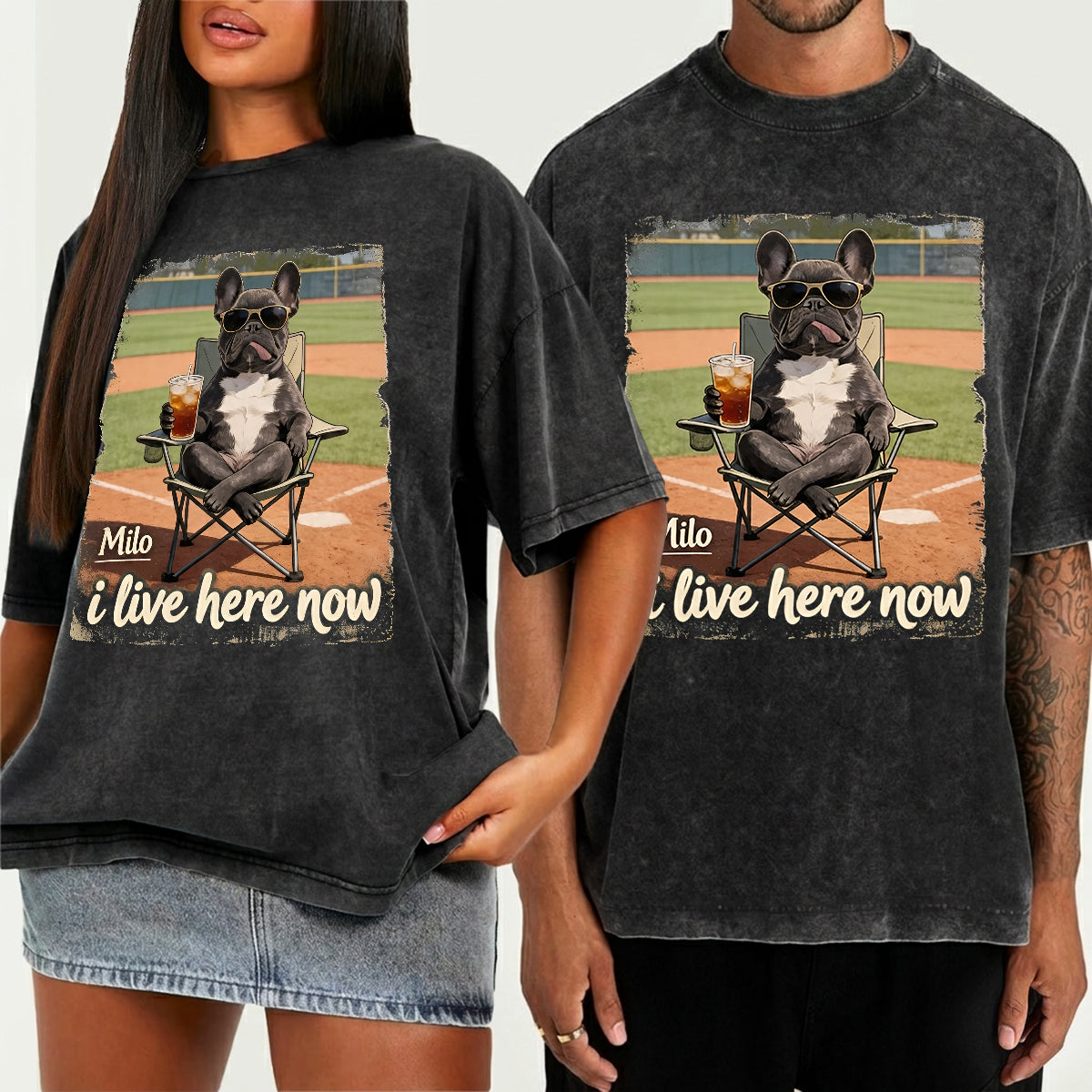 Custom Any Photo I Live Here Now - Personalized Dog Wash T-Shirt