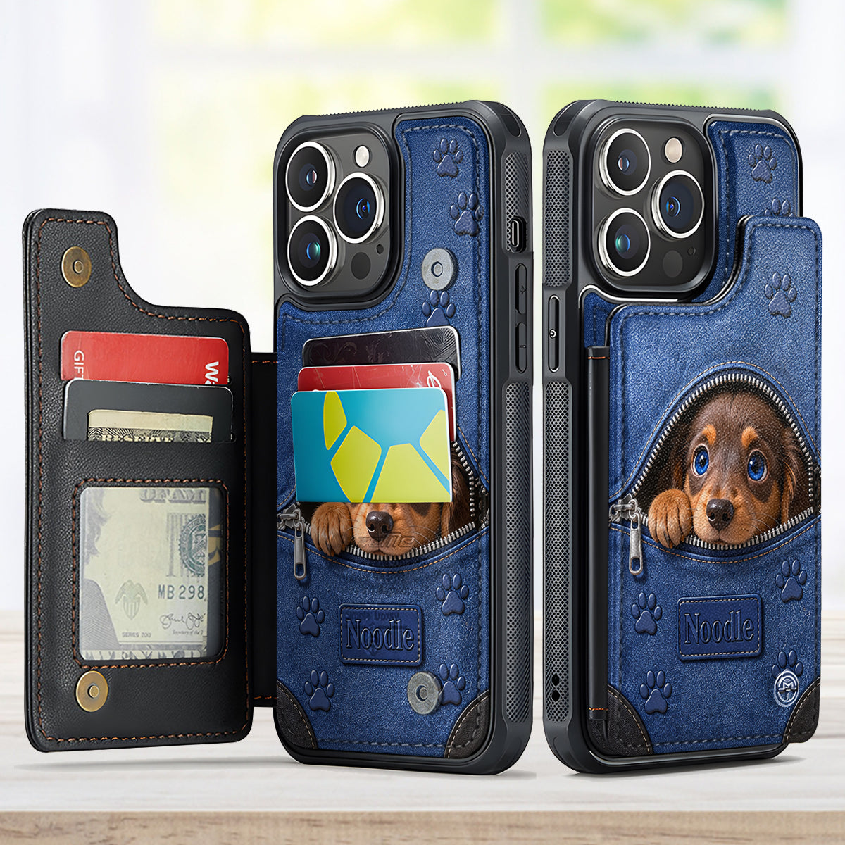Any Photo Cute Peeking Pets - Personalized Dog Fully Printed Wallet Phone Case