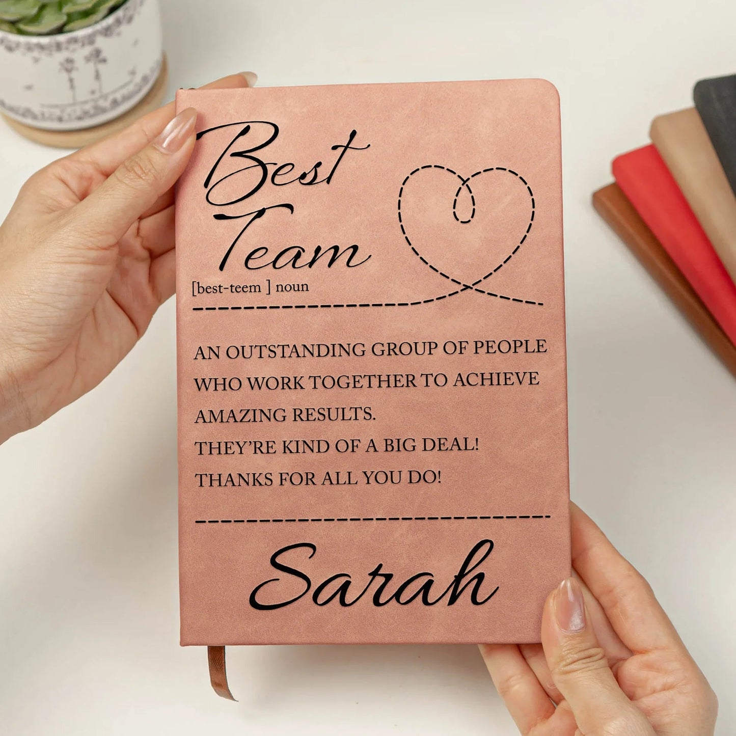 Custom Best Team Leather Journal for Employees and Coworkers, Thoughtful Work Appreciation Gift Idea