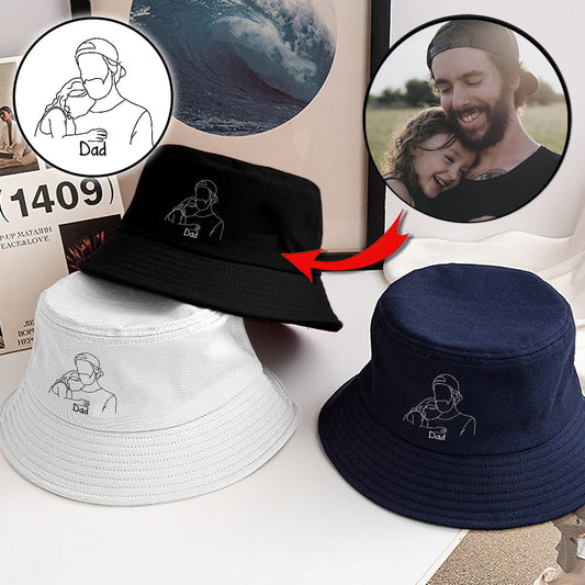Custom Photo - Personalized Father Embroidered Bucket Hat