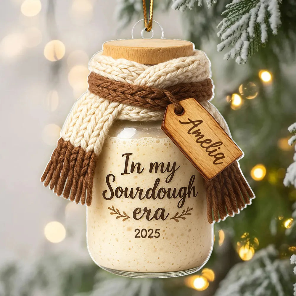 Personalized Acrylic Ornament In My Sourdough Era Cute Jar Design Christmas Tree Decor Unique Gift for Bakers