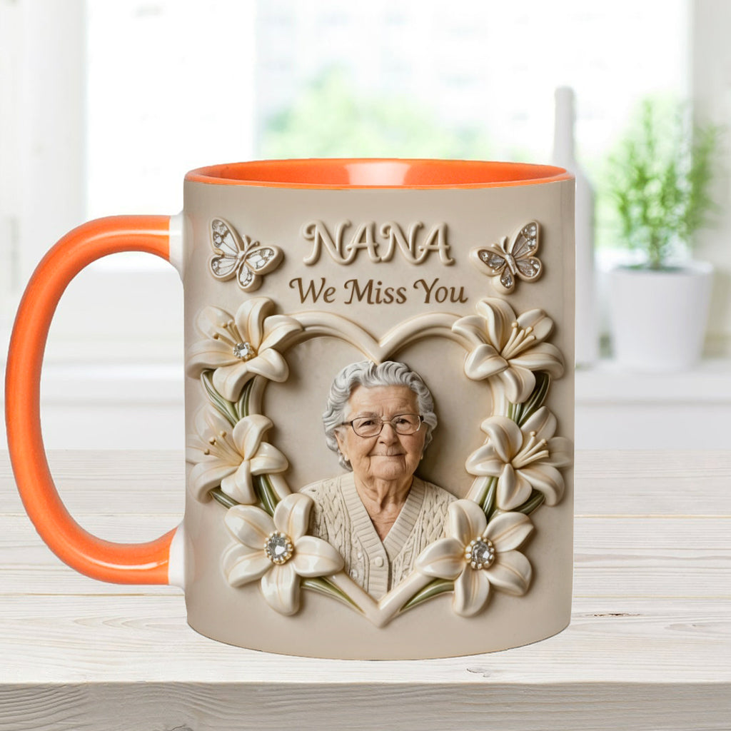 Custom Mug From Any Photo, Birth Flower, Flower Custom, Gift For Her/ Mother/ Grandma... - Personalized Grandma Accent Mug