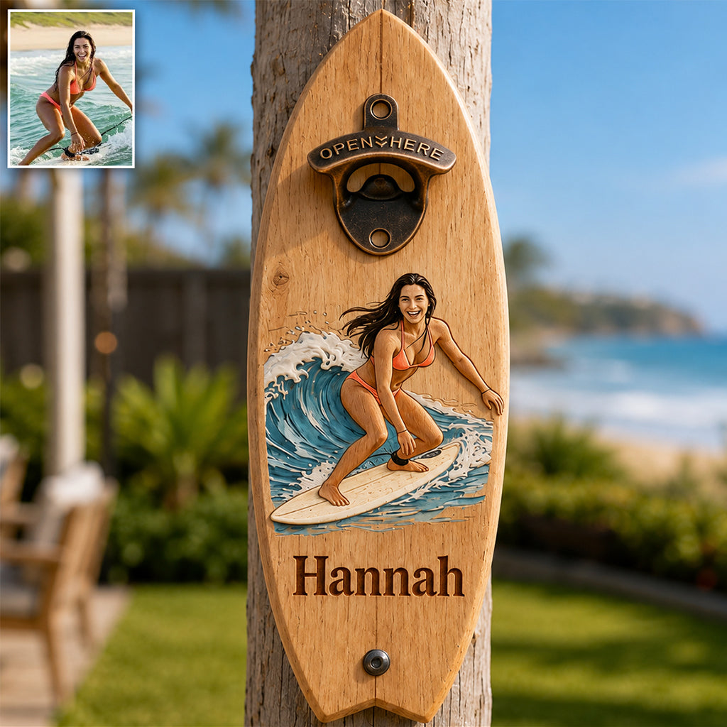 Beach Lover - Personalized Surfing Wall Bottle Opener