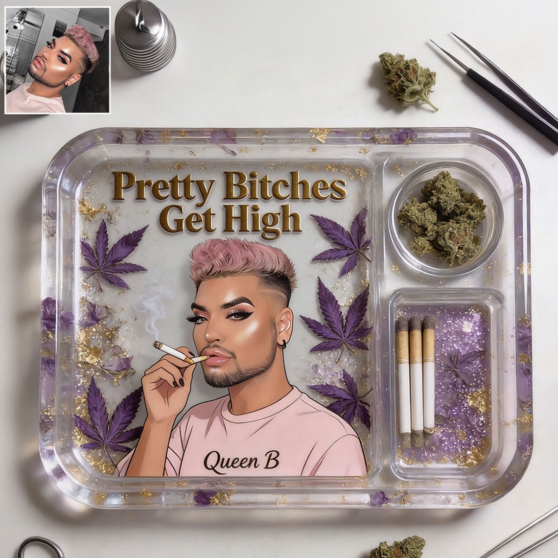 Custom Rolling Tray From Any Photo - Personalized Weed Catch-All Tray