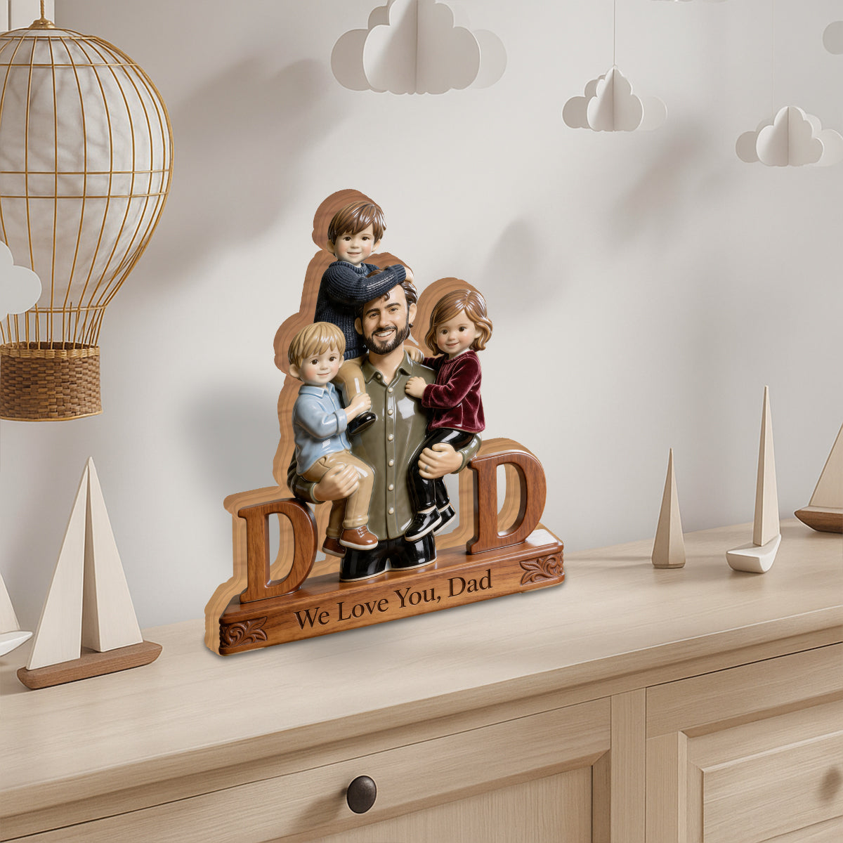 Best Dad Ever - Personalized Father Custom Shaped Wood Plaque