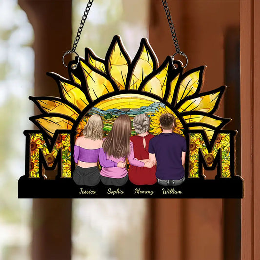 Sunflower MOM Personalized Ornament - Wood & Acrylic Gift