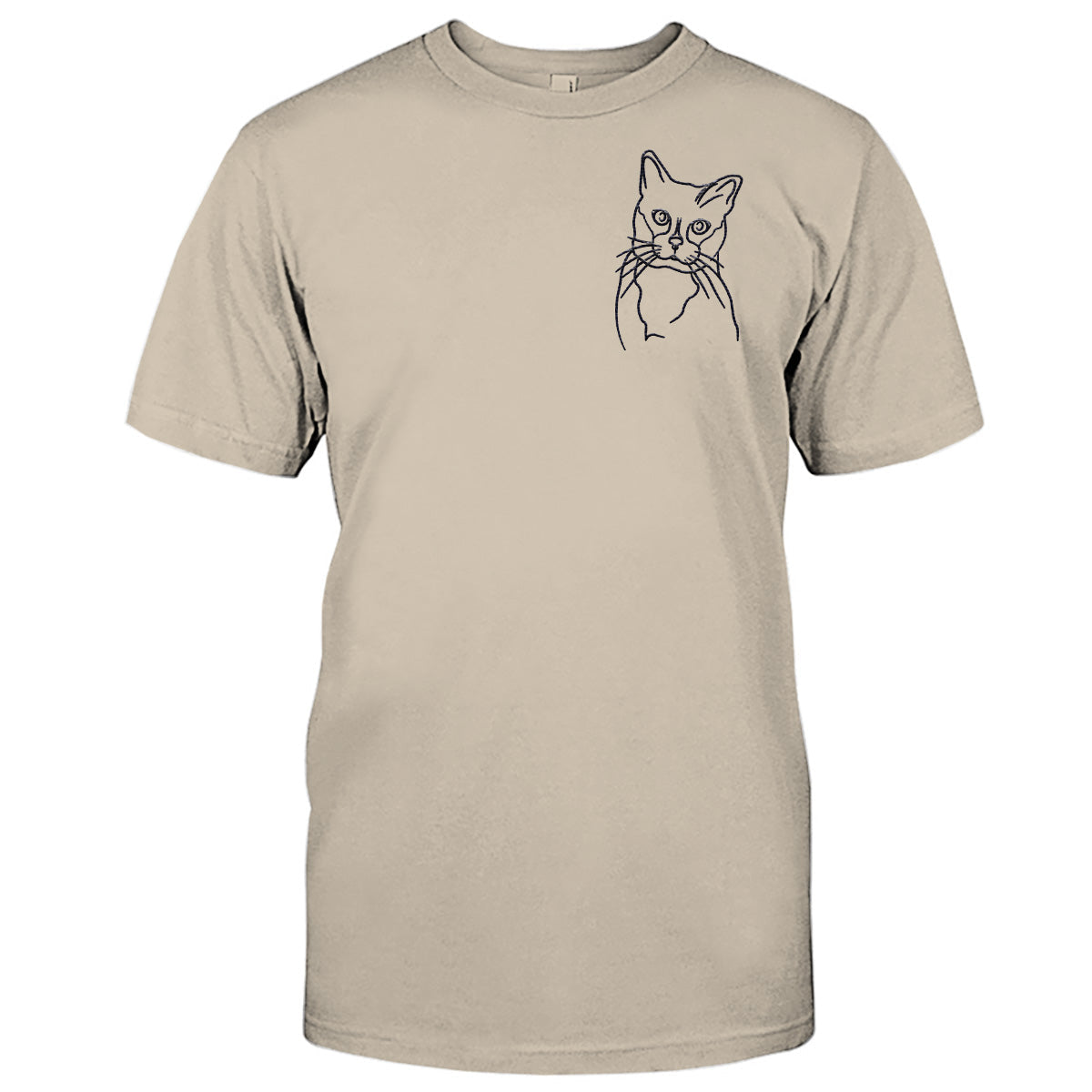 Custom Line Art - Personalized Cat Embroidered T-shirt