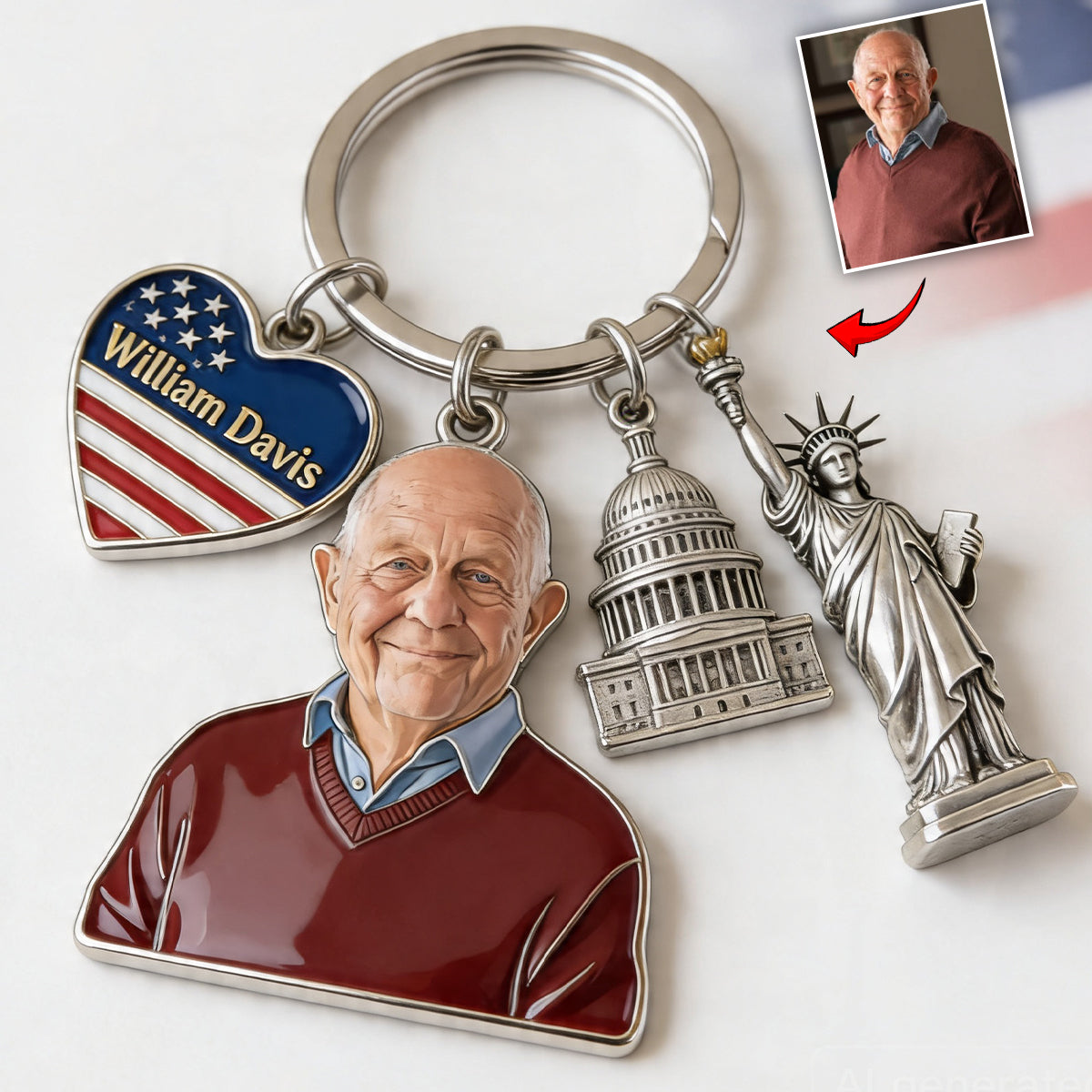 Custom Any Photo - Personalized Patriot Premium Keychain With Charms