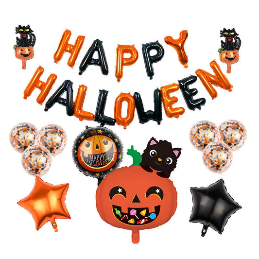 Happy Halloween - Halloween Party Balloons Set With Banner