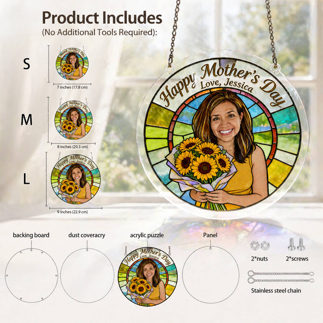 Happy Mother's Day - Personalized Mother Acrylic Puzzle Suncatcher