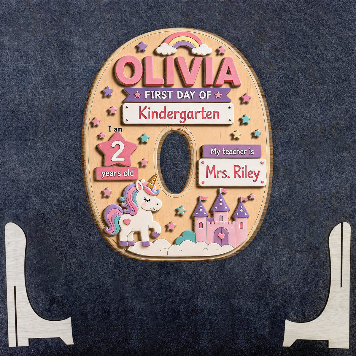 First Day Of School Sign Gift For Kids - Personalized Kid 2 Layered Wood Sign / Wood Plaque