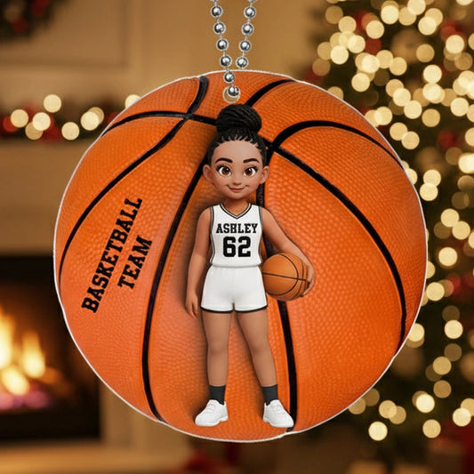 Basketball Player Acrylic Ornament – Festive Tree Décor with Ball, Unique Keepsake Gift for Athletes, Coaches, Teammates, and Sports Families