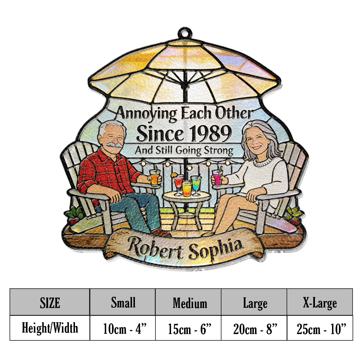 Everlasting Love - Personalized Couple 3D Printed Glass Suncatcher