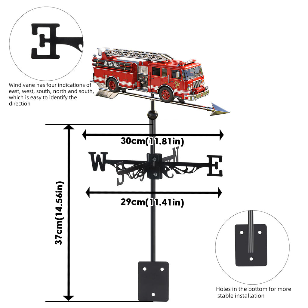 Fire Truck - Personalized Firefighter Weather Vane