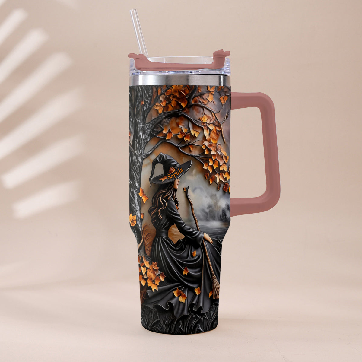 It's Time - Personalized Witch Tumbler With Plush Charm
