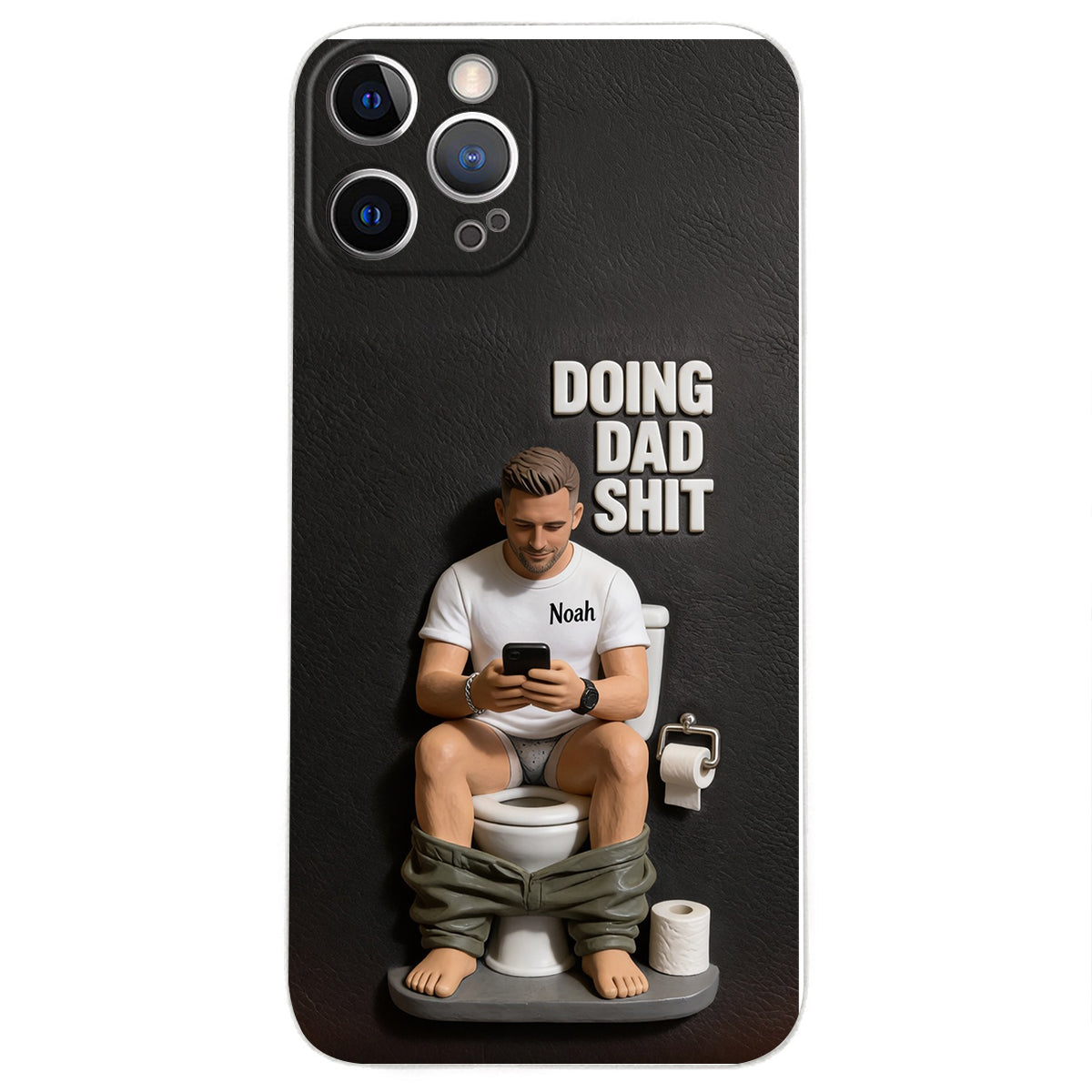 Doing Dad Shit - Personalized Father 3D Embossed Leather Phone Case